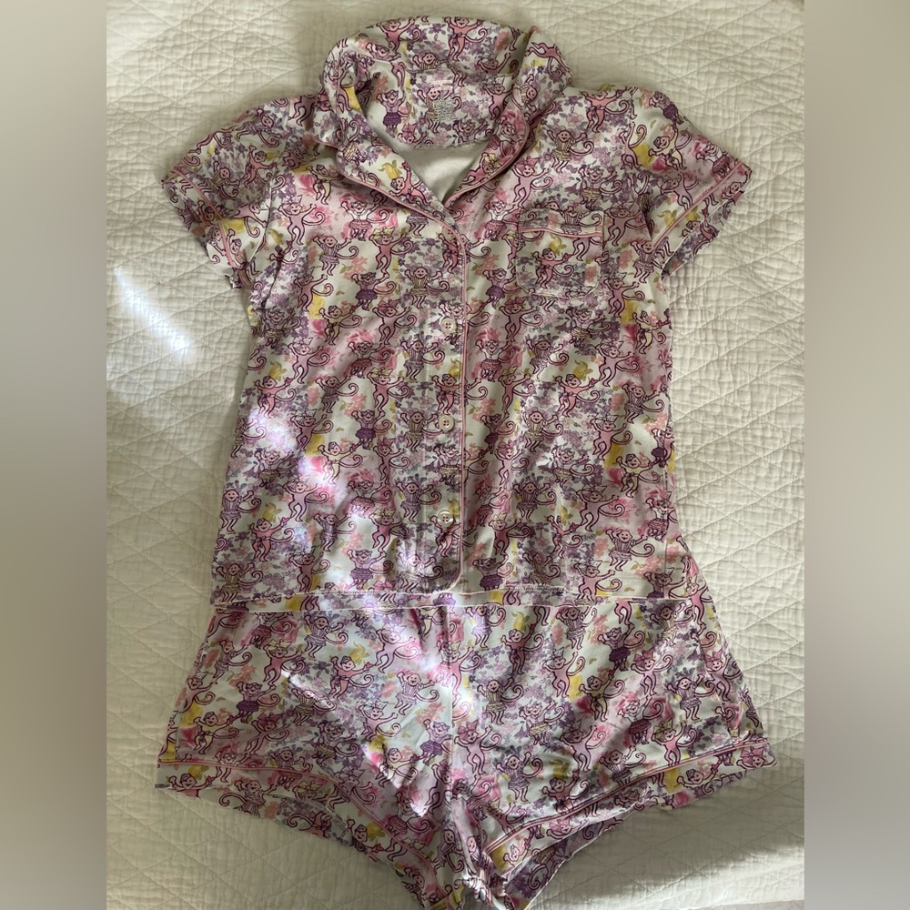 Roller Rabbit Pink and White Pajama Set